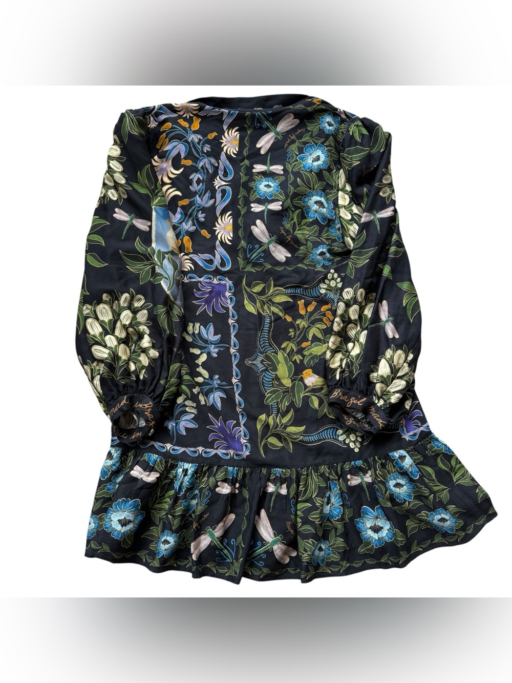 NWT FARM Rio Winter Garden Mini Dress XL Bird Floral Puff Sleeve Boho Dress $248 - Picture 16 of 16